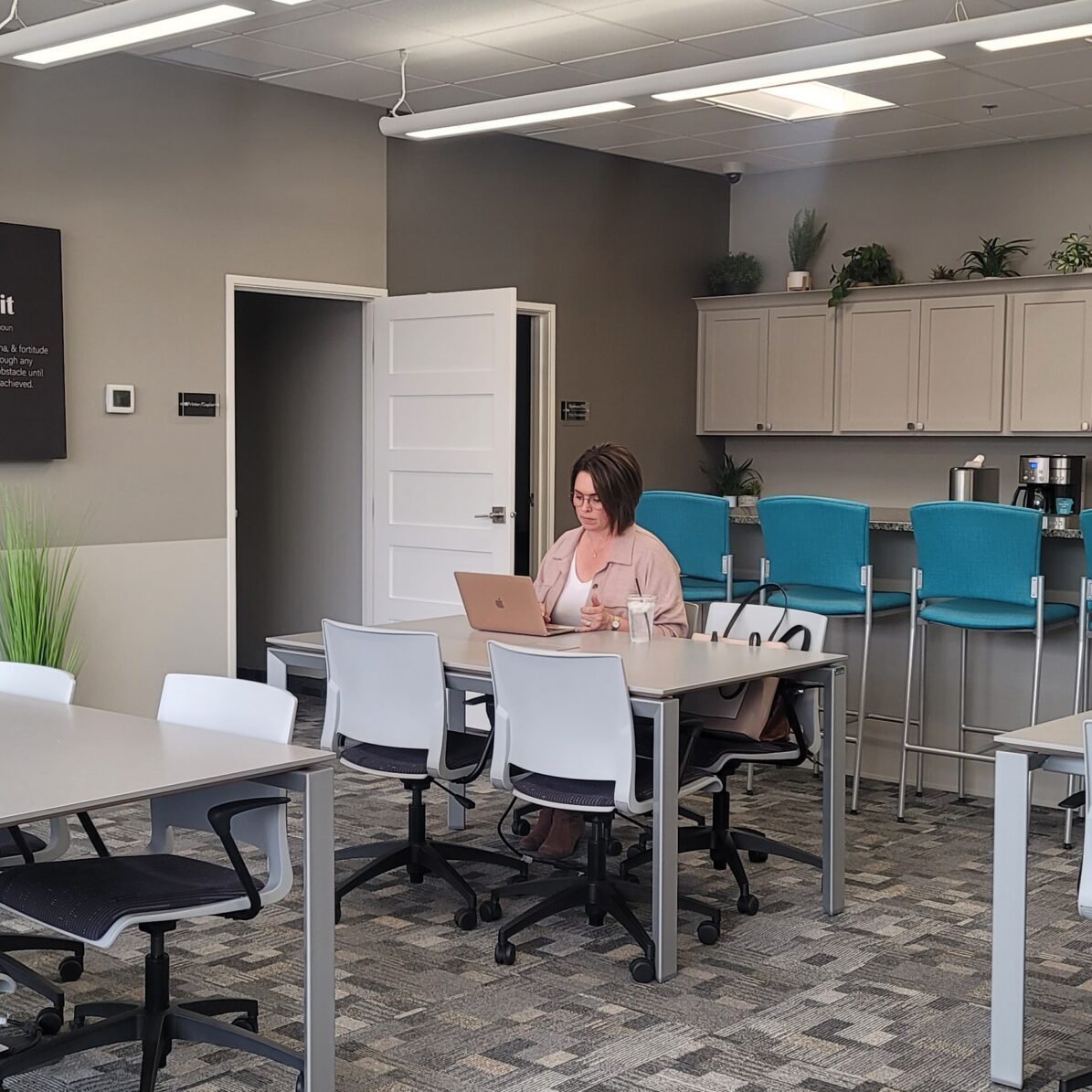 group of tables in the coworking space in Grand Island Entrepreneurship Center