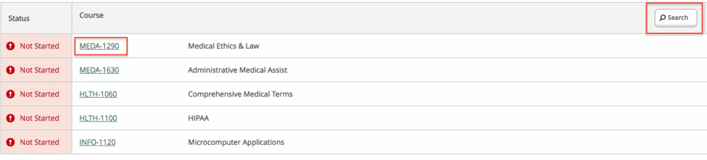 Screenshot of adding a class to a semester