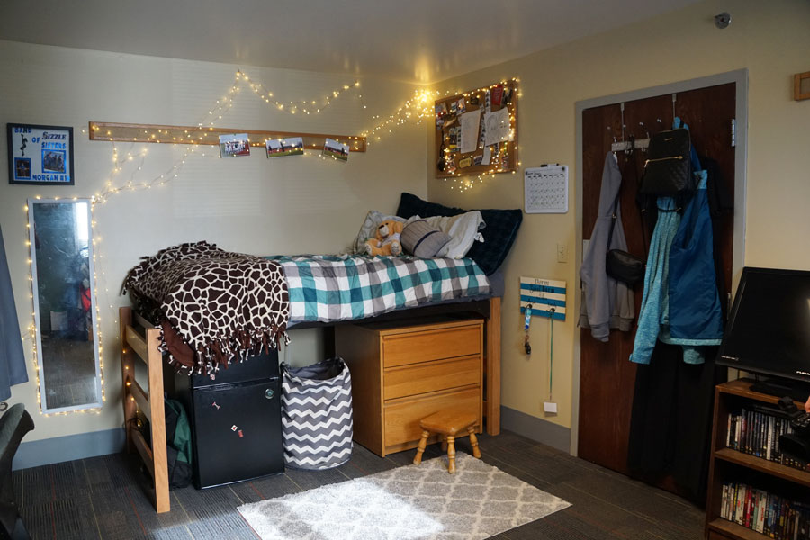Bed in a Columbus Campus dorm room.