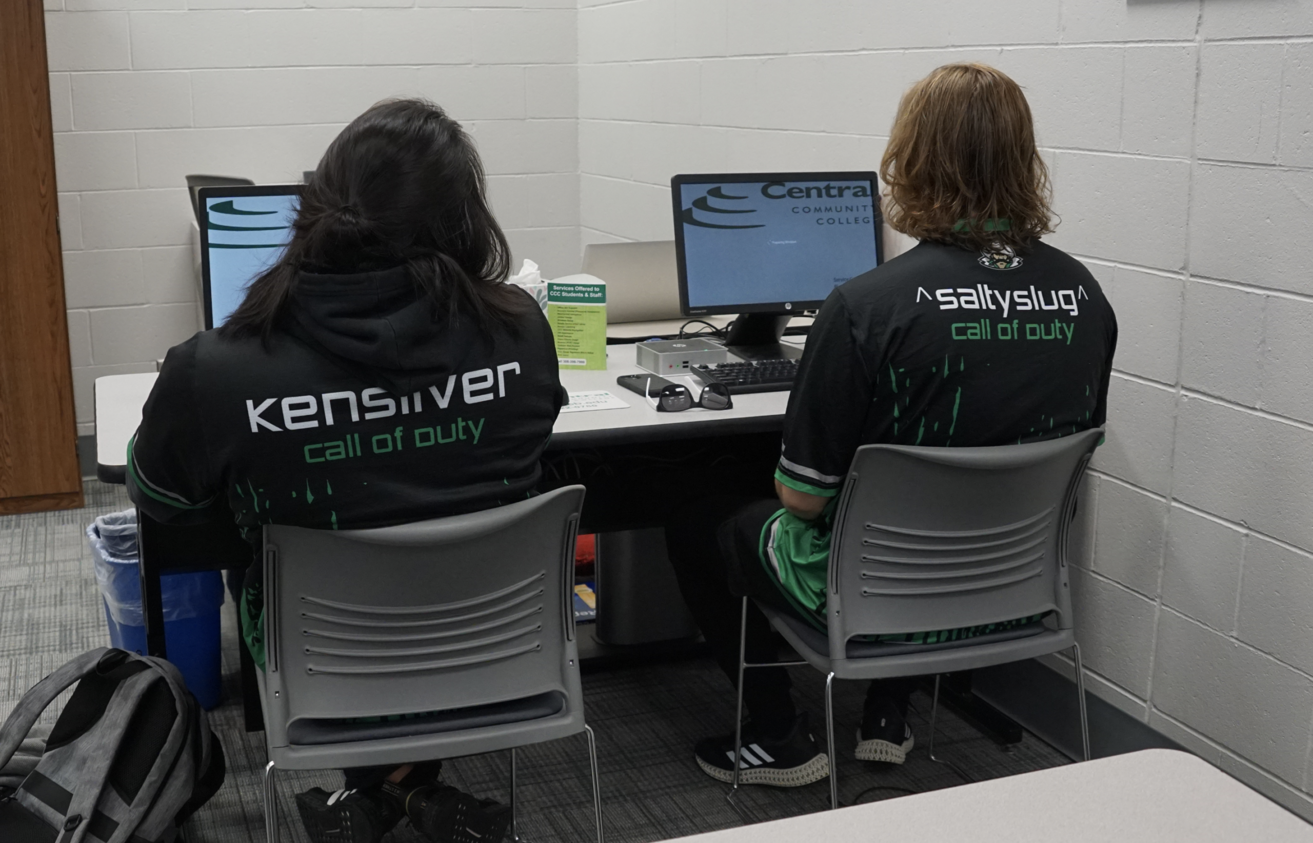 Two students practice tests during tutoring at the Academic Success Center.
