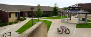 South hall housing and gazebo.