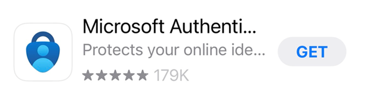 Screenshot of installing Microsoft Authenticator from the Apple App Store